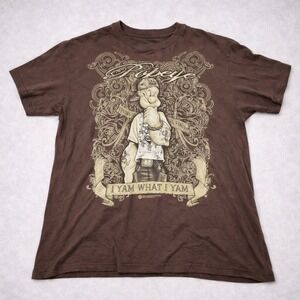 Popeye T Shirt Mens Brown Graphic I Yam What I Yam Cartoon Tee